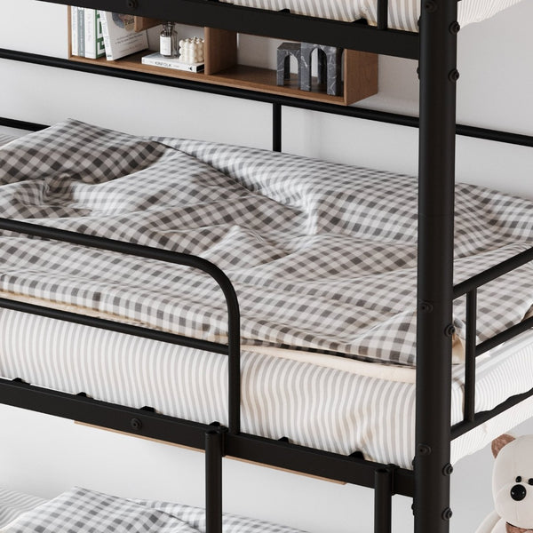 English Elm Bedroom Steel Triple Bunk Bed Twin Convertible Three Independent Sleeping Units W1671S00015