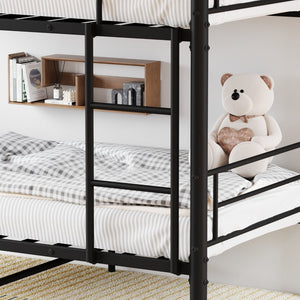 English Elm Bedroom Steel Triple Bunk Bed Twin Convertible Three Independent Sleeping Units W1671S00015