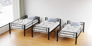 English Elm Bedroom Steel Triple Bunk Bed Twin Convertible Three Independent Sleeping Units W1671S00015