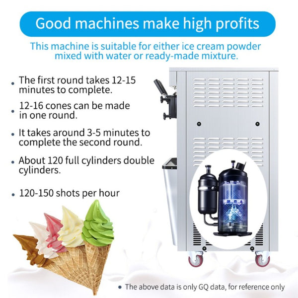 English Elm Commercial Soft Serve Ice Cream Machine Three Flavor SUS304 Steel 30L Per Hour W1676P146593