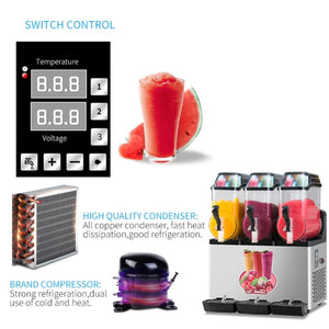 English Elm 110V Commercial Frozen Drink Machine 45L Triple Tank Stainless Steel Bar Cafe Use W1676P146602