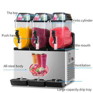 English Elm 110V Commercial Frozen Drink Machine 45L Triple Tank Stainless Steel Bar Cafe Use W1676P146602