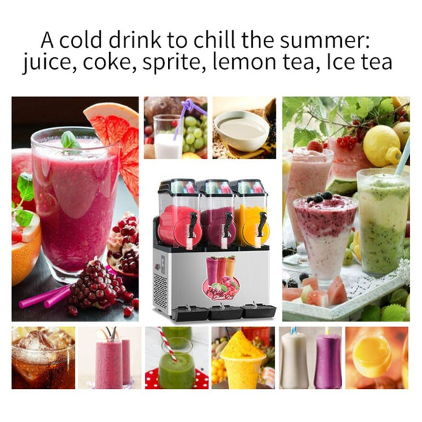 English Elm 110V Commercial Frozen Drink Machine 45L Triple Tank Stainless Steel Bar Cafe Use W1676P146602