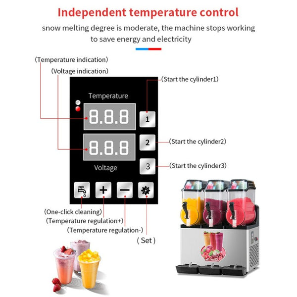 English Elm 110V Commercial Frozen Drink Machine 45L Triple Tank Stainless Steel Bar Cafe Use W1676P146602