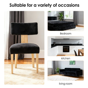 English Elm 20vtvntbac02blk Teddy Fleece Dining Chair Solid Wood Legs Scandinavian Minimalist W1687P372428