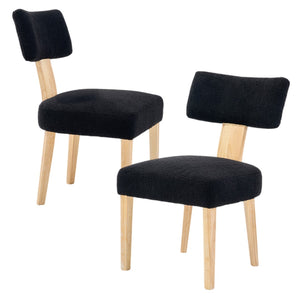English Elm 20vtvntbac02blk Teddy Fleece Dining Chair Solid Wood Legs Scandinavian Minimalist W1687P372428