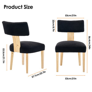 English Elm 20vtvntbac02blk Teddy Fleece Dining Chair Solid Wood Legs Scandinavian Minimalist W1687P372428
