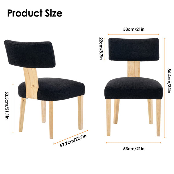 English Elm 20vtvntbac02blk Teddy Fleece Dining Chair Solid Wood Legs Scandinavian Minimalist W1687P372428