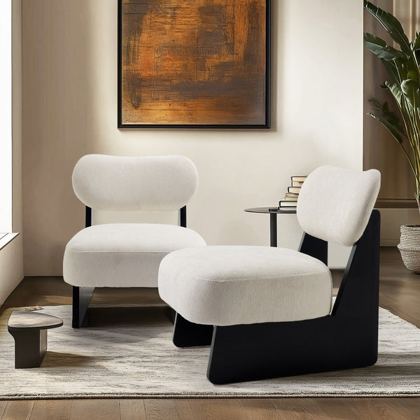 English Elm 26" Boucle Upholstered Lounge Chair with Black Metal Legs for Scandinavian Living Spaces W1687P372431