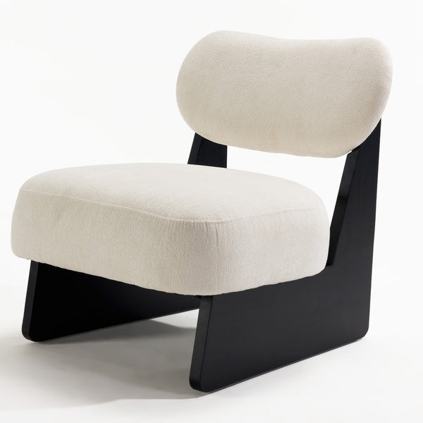 English Elm 26" Boucle Upholstered Lounge Chair with Black Metal Legs for Scandinavian Living Spaces W1687P372431