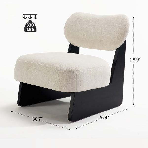 English Elm 26" Boucle Upholstered Lounge Chair with Black Metal Legs for Scandinavian Living Spaces W1687P372431