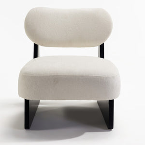 English Elm 26" Boucle Upholstered Lounge Chair with Black Metal Legs for Scandinavian Living Spaces W1687P372431