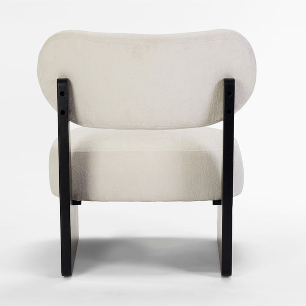 English Elm 26" Boucle Upholstered Lounge Chair with Black Metal Legs for Scandinavian Living Spaces W1687P372431