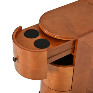 English Elm Modern Nightstand with Charging Station Pull Out Tray and Dual Cup Holder Storage Walnut W1693P498124