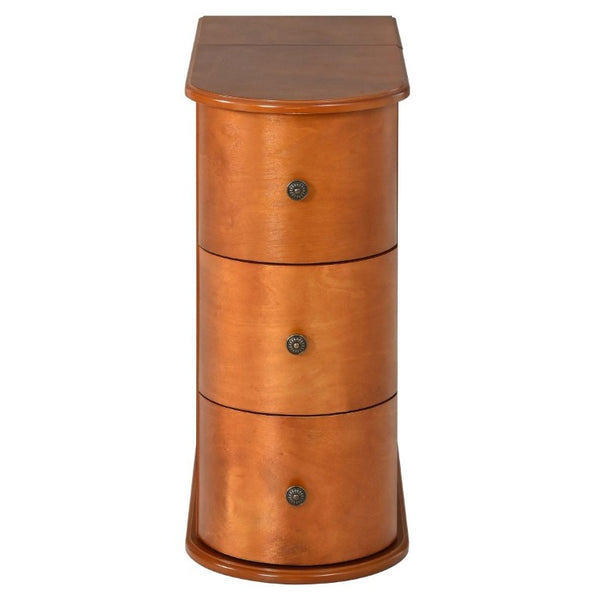 English Elm Modern Nightstand with Charging Station Pull Out Tray and Dual Cup Holder Storage Walnut W1693P498124