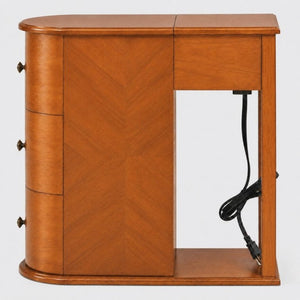 English Elm Modern Nightstand with Charging Station Pull Out Tray and Dual Cup Holder Storage Walnut W1693P498124