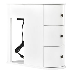 English Elm Modern Nightstand with Charging Station Pull Out Tray and Dual Cup Holder Storage White W1693P498125