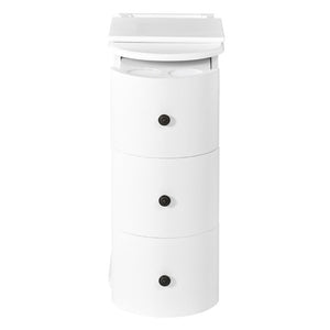 English Elm Modern Nightstand with Charging Station Pull Out Tray and Dual Cup Holder Storage White W1693P498125