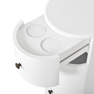 English Elm Modern Nightstand with Charging Station Pull Out Tray and Dual Cup Holder Storage White W1693P498125