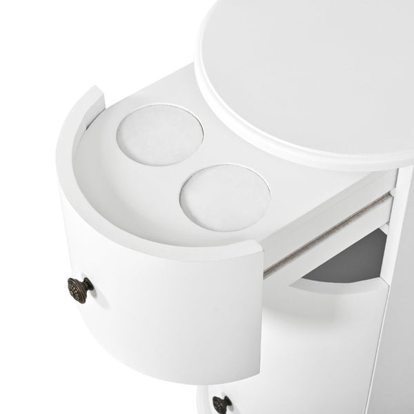 English Elm Modern Nightstand with Charging Station Pull Out Tray and Dual Cup Holder Storage White W1693P498125