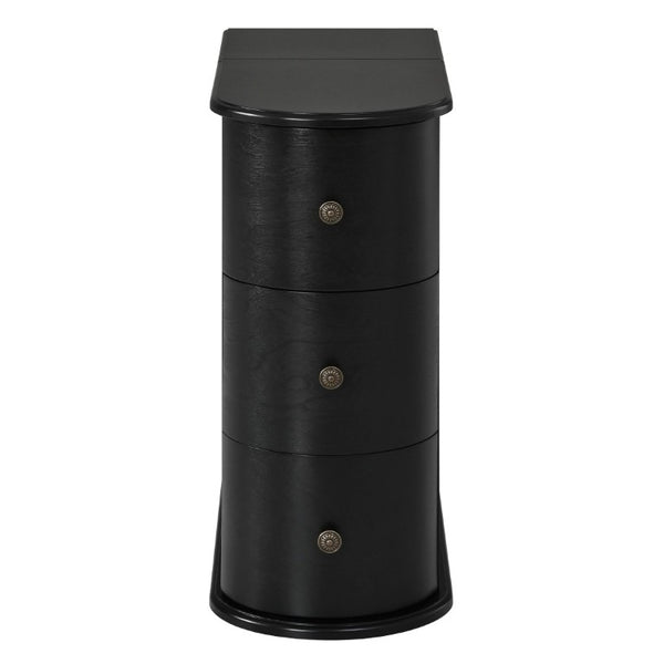 English Elm Modern Nightstand with Charging Station Pull Out Tray and Dual Cup Holder Storage Black W1693P498126