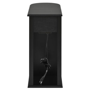 English Elm Modern Nightstand with Charging Station Pull Out Tray and Dual Cup Holder Storage Black W1693P498126
