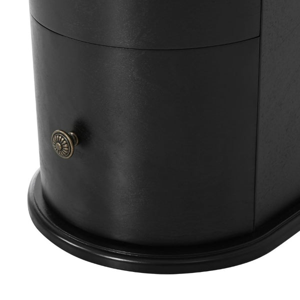 English Elm Modern Nightstand with Charging Station Pull Out Tray and Dual Cup Holder Storage Black W1693P498126