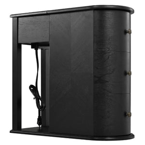 English Elm Modern Nightstand with Charging Station Pull Out Tray and Dual Cup Holder Storage Black W1693P498126