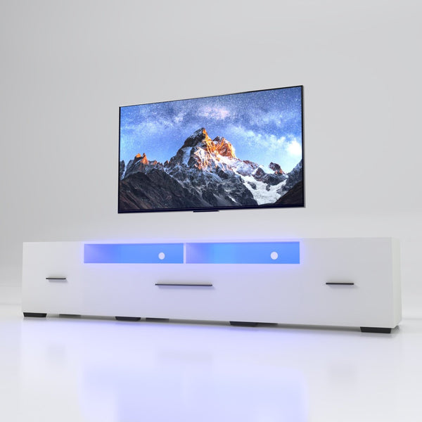 English Elm Led Tv Console with Built-in Power Outlet Wood Grain Finish Fits Screens up to 80 Inch W1701P461637
