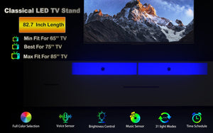 English Elm Led Tv Console with Built-in Power Outlet Wood Grain Finish Fits Screens up to 80 Inch W1701P461637