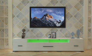 English Elm Led Tv Console with Built-in Power Outlet Wood Grain Finish Fits Screens up to 80 Inch W1701P461637