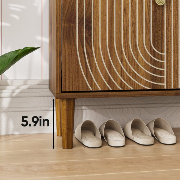 English Elm Shoe Storage Cabinet Flip Door Entryway Organizer with Metal Handles Minimalist Design W1706P280664