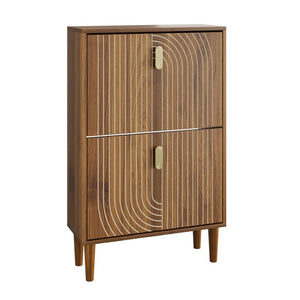 English Elm Shoe Storage Cabinet Flip Door Entryway Organizer with Metal Handles Minimalist Design W1706P280664