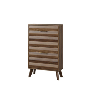 English Elm 23.6-inch Slim Entryway Shoe Cabinet Oak Finish Scandinavian Style Tilt-out Storage Walnut W1706P511739