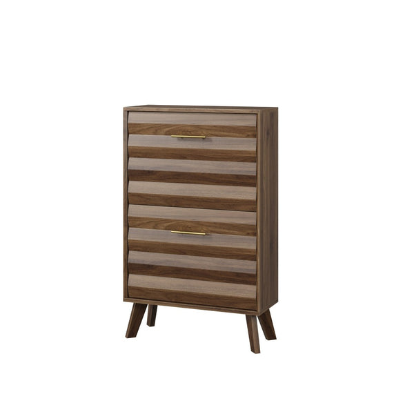 English Elm 23.6-inch Slim Entryway Shoe Cabinet Oak Finish Scandinavian Style Tilt-out Storage Walnut W1706P511739