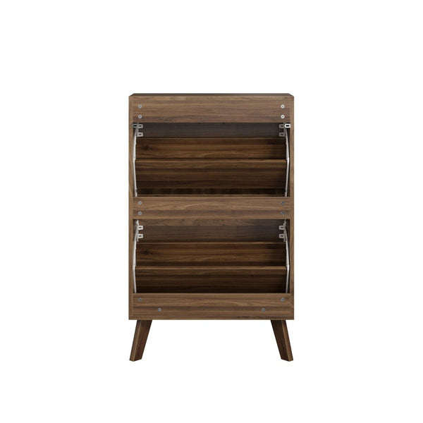 English Elm 23.6-inch Slim Entryway Shoe Cabinet Oak Finish Scandinavian Style Tilt-out Storage Walnut W1706P511739