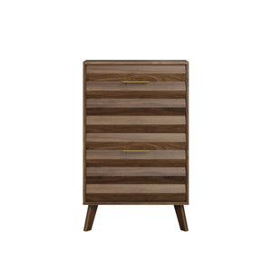 English Elm 23.6-inch Slim Entryway Shoe Cabinet Oak Finish Scandinavian Style Tilt-out Storage Walnut W1706P511739