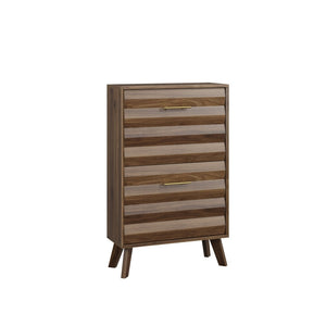 English Elm 23.6-inch Slim Entryway Shoe Cabinet Oak Finish Scandinavian Style Tilt-out Storage Walnut W1706P511739