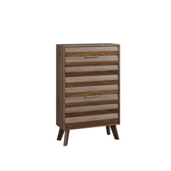 English Elm 23.6-inch Slim Entryway Shoe Cabinet Oak Finish Scandinavian Style Tilt-out Storage Walnut W1706P511739
