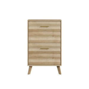 English Elm 23.6-inch Slim Entryway Shoe Cabinet Oak Finish Scandinavian Style Tilt-out Storage Oak W1706P511740