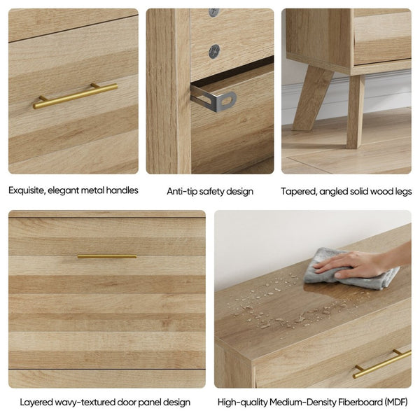 English Elm 23.6-inch Slim Entryway Shoe Cabinet Oak Finish Scandinavian Style Tilt-out Storage Oak W1706P511740