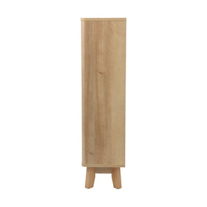 English Elm 23.6-inch Slim Entryway Shoe Cabinet Oak Finish Scandinavian Style Tilt-out Storage W1706P511746