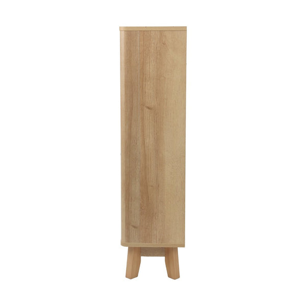 English Elm 23.6-inch Slim Entryway Shoe Cabinet Oak Finish Scandinavian Style Tilt-out Storage W1706P511746