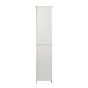 English Elm 64-inch Louvered Tall Bathroom Cabinet Slim Vertical Storage Tower in Matte White W1706P518873