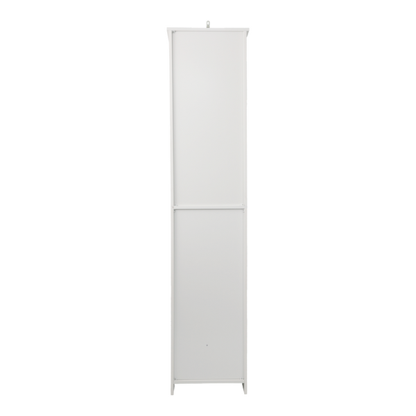 English Elm 64-inch Louvered Tall Bathroom Cabinet Slim Vertical Storage Tower in Matte White W1706P518873