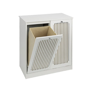 English Elm Flip-top Louvered Laundry Cabinet Dual Compartment Vented Floor Standing Storage W1706P518874