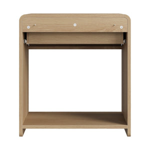 English Elm Mid-Century Modern Oak Nightstand Set of Two with Drawer and Open Shelf Bedroom Storage W1706P525883