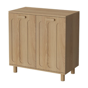 English Elm Tilt-Out Laundry Cabinet Dual Basket MDF Freestanding Bathroom Storage Oak Finish W1706P534757