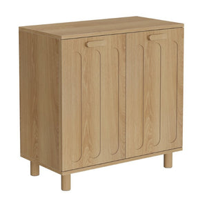 English Elm Tilt-Out Laundry Cabinet Dual Basket MDF Freestanding Bathroom Storage Oak Finish W1706P534757