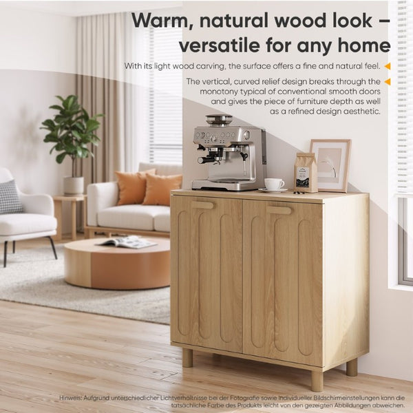 English Elm Tilt-Out Laundry Cabinet Dual Basket MDF Freestanding Bathroom Storage Oak Finish W1706P534757